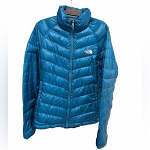 The North Face Women’s 550 Down Puffer Zip Up Turquoise Aqua Blue Teal